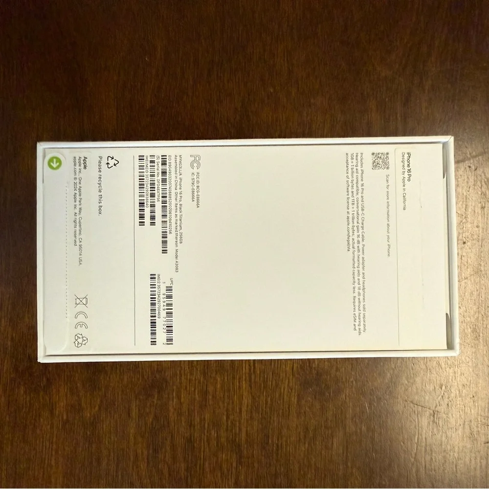 EMPTY Apple iPhone 16 Pro Black Box